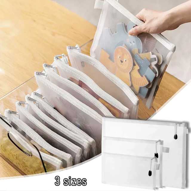 A4/A5/A6 Mesh Zipper Pouch Document Bag Waterproof Zip File Folders School Office Supplies Cosmetic Makeup Bags