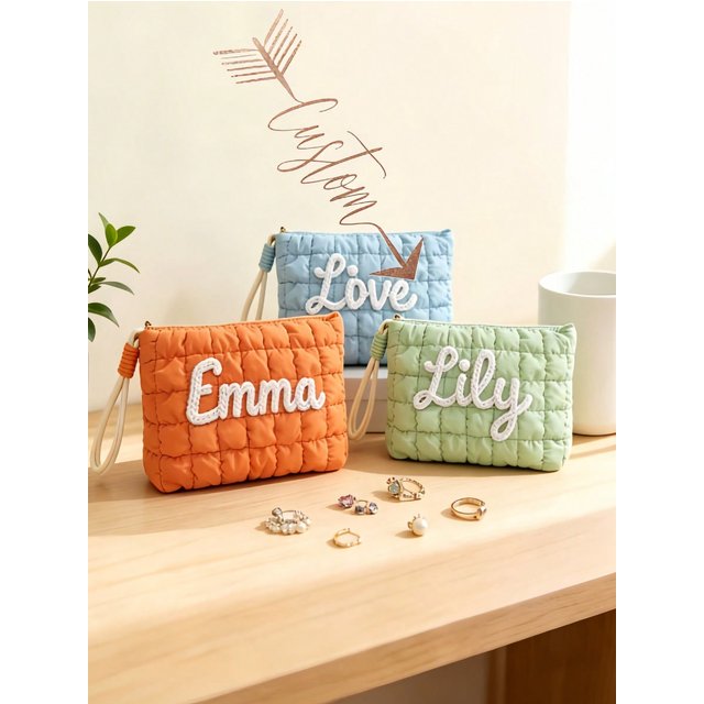 Custom Bubble Lattice Clutch Cosmetic Bag with Stylish Ruched Design Large Capacity Makeup Pouch for women