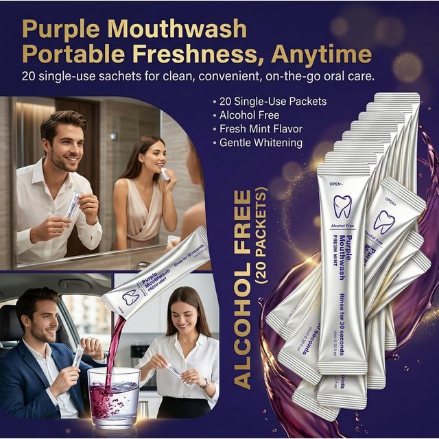 Purple Teeth Cleaning Mouthwash Oral Rinse Daily Oral Care Routine Gentle Mouth Hygiene Personal Care Product for Everyday Use