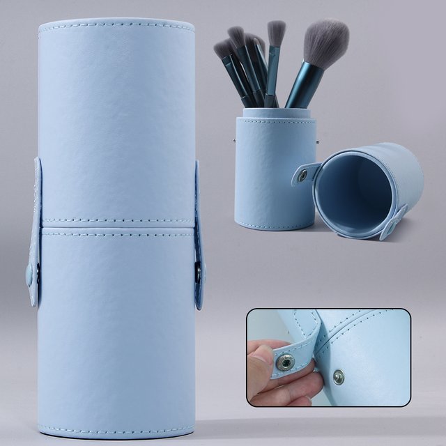 Simple and portable PU leather makeup brush storage bucket, with a large capacity, can easily hold multiple brush storage tools