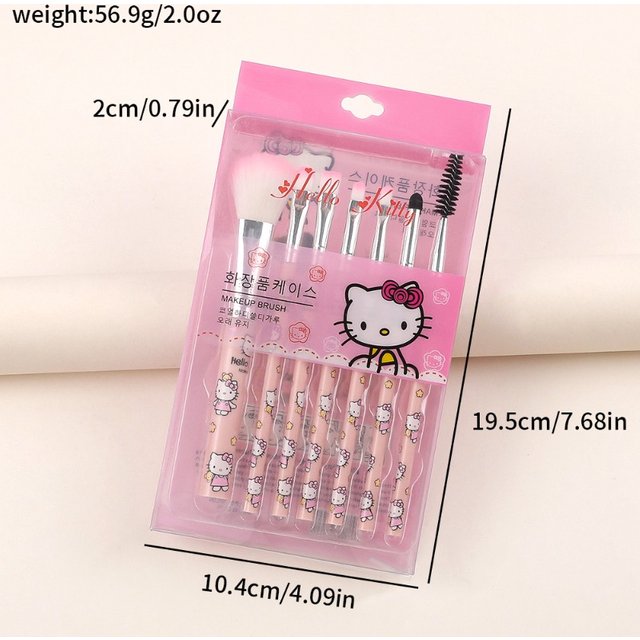 Hello Kitty Makeup Brush Set 7 Girls Heart Cartoon Makeup Tools Eye Shadow Brush Student Holiday Gift Women Supplies Wholesale