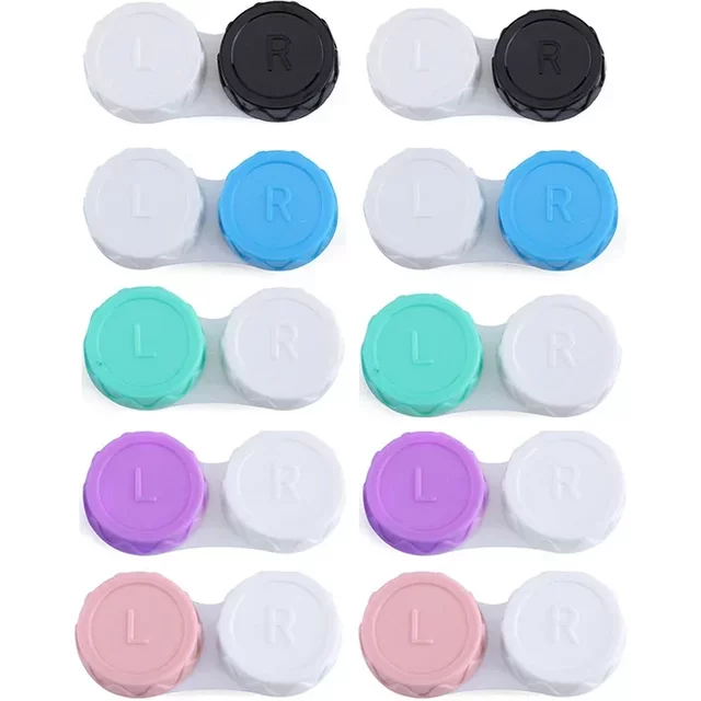 10pc Contact Lens Case for Eyes Travel Kit Holder Glass Cosmetic Contact Lenses Case Box Container Travel Accessaries Black