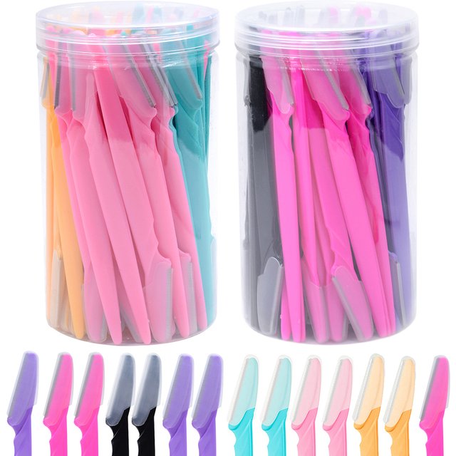 10/30/40Pcs Bottle Eyebrow Razors With Container Facial Eye Brow Trimmer In Case Hair Removal Shaver Safe Blades Trimming Tools