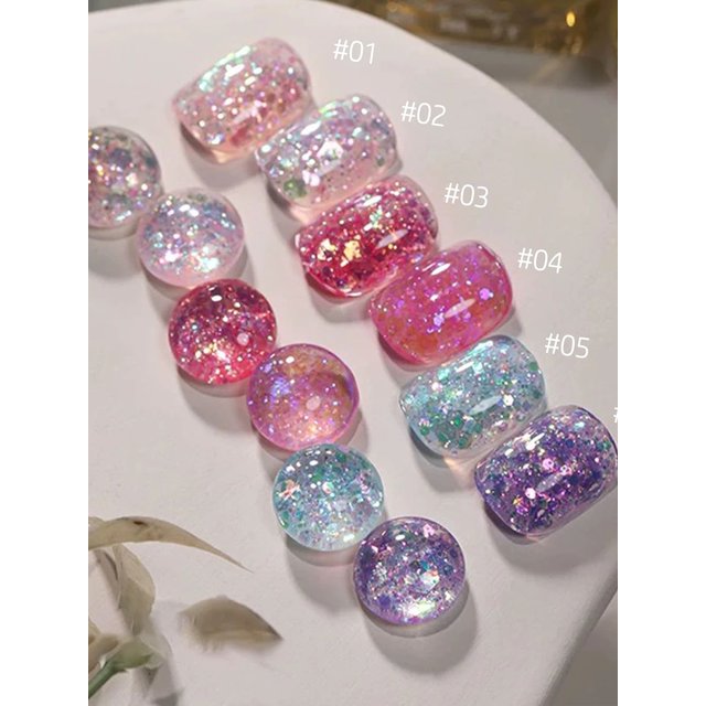 MIANEL 1-6PCS 2026 New Style Ice Clear Whitening Strobe Rainbow Pink Blue Sequins Gel Nail Polish Nail Supplies