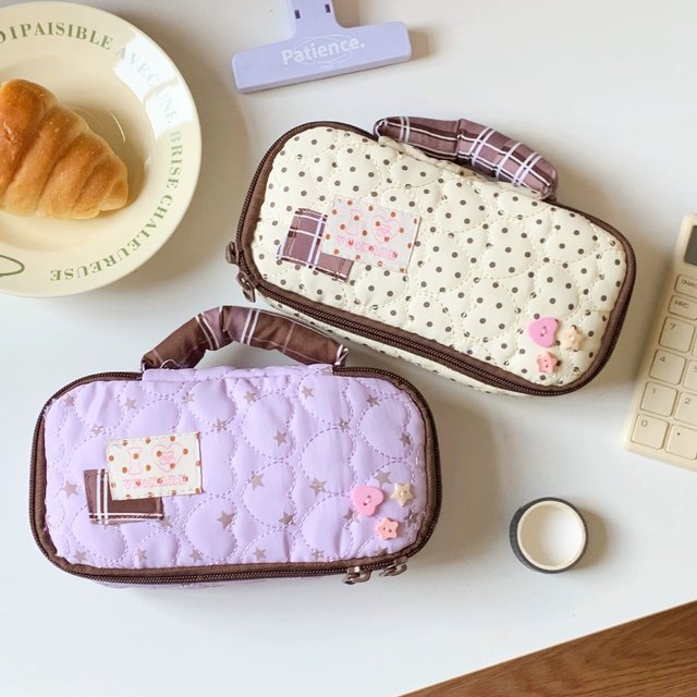 Cute Japanese Style Pencil Tote Ins Fashion Large Capacity Makeup Bag for School Girls Kawaii Aesthetic Stationery Organizer