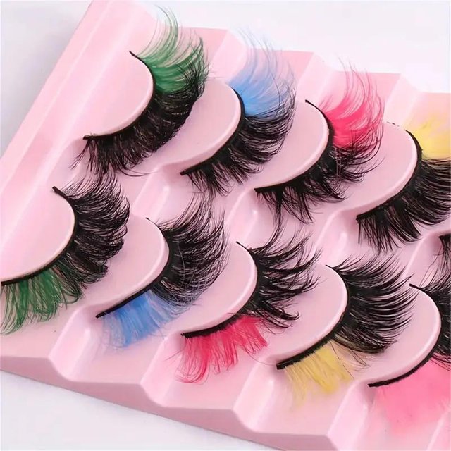 8 pairs of colorful eyelashes for stage makeup, parties, and fluffy eye makeup - bright colors, lightweight and comfortable