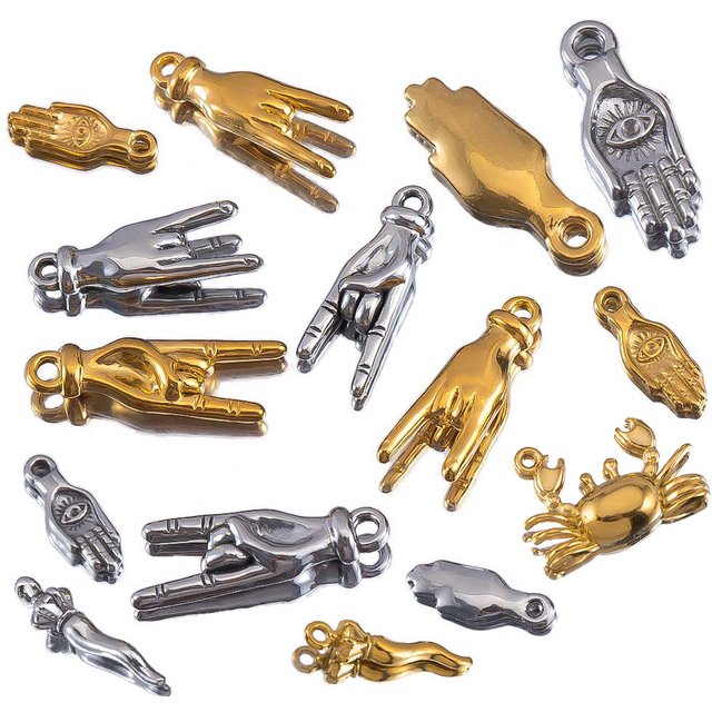 Masque facial égyptien Antique, breloques en forme de crabe, mauvais œil, en acier inoxydable, pendentifs de signe d'amour, collier à faire soi-même, fabrication de bijoux, 5 pièces, 2 pièces