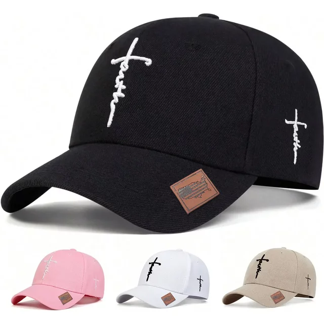 Unisex Letter Cross Embroidery Baseball Caps Outdoor Adjustable Spring and Autumn Casual Sunscreen Hat