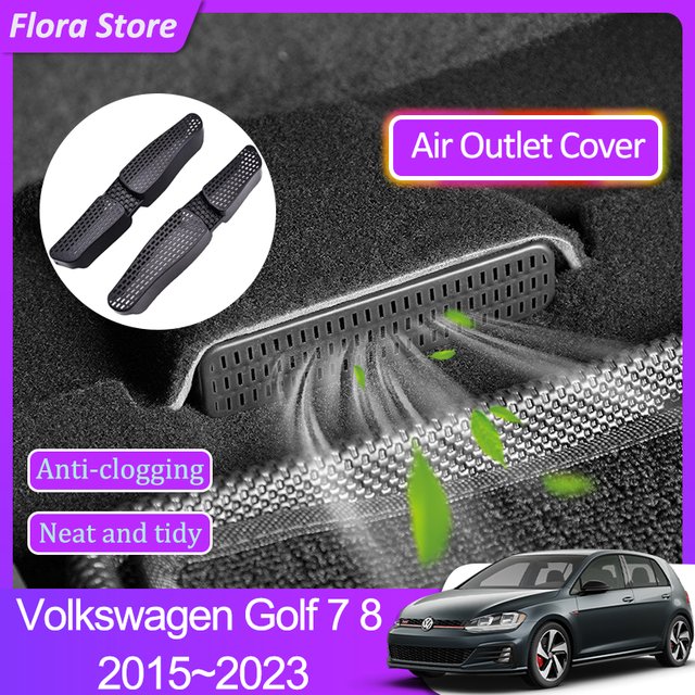 For Volkswagen VW Golf 7 8 MK7 MK8 2015~2023 2022 Air Outlet Covers Conditioner Vent Car Under Rear Seat Ventilation Accessories