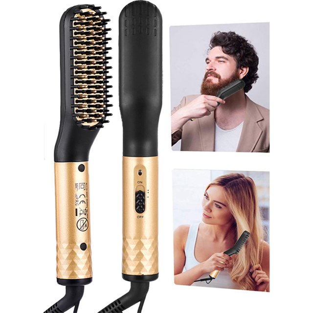 Professional Hair Straightener Multifunctional Quick Heated Men Beard Care Brush Hair Curler Brush Comb Hair Styler Tools