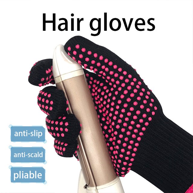 Non-slip Gloves for Hairdressing Double Bead Perm Curling Iron Hair Straightener High Temperature Insulated Barbecue Gloves