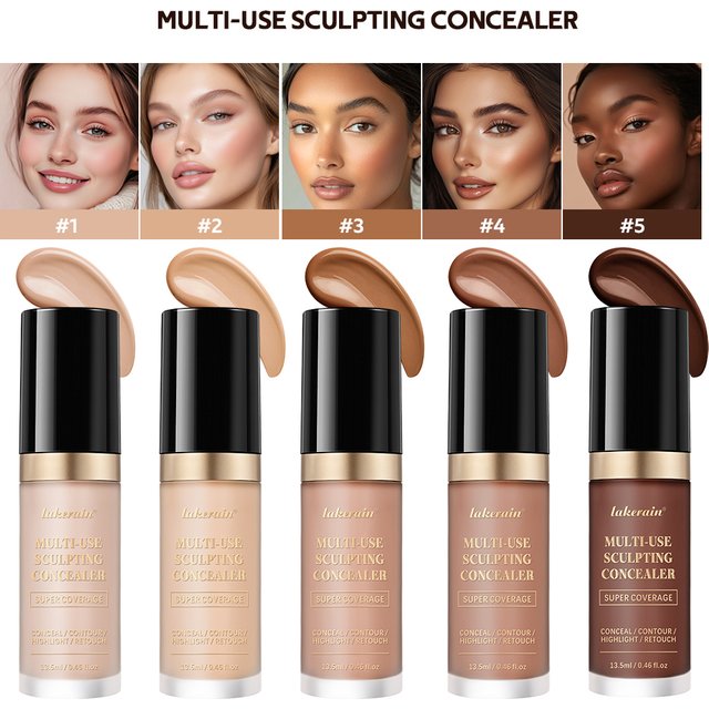 Super Coverage Concealer Multi-Use Cream Oil Free Highlight Covers Dark Circles Long-lasting Natural Matte Finish Long Wear Make