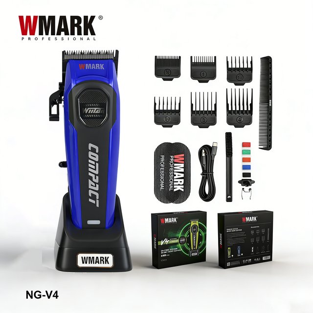 WMARK Professional Men's Metal Hair Clipper 2-Speed Outer Rotor Brushless DLC Blade Barber 3000mAh Electric Trimmer for Man V4