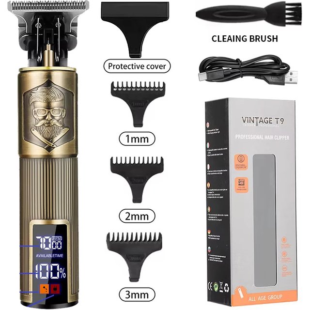 T9 Vintage Hair Clipper Boyfriend Father Friend Gift Portable USB Rechargeable Professional Carving Beard Hair Trimmer Machine