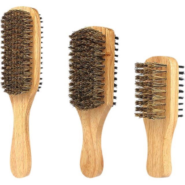 Boar Bristle Hair Brush for men Natural Wooden Wave Anti-Static Comb for MaleStyling Beard, Hairbrush Handle, Styling Tool Bea