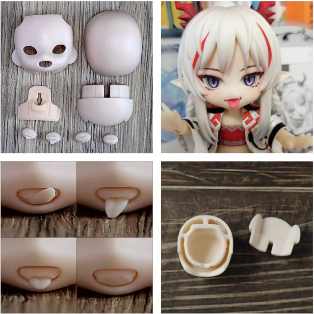 GSC Doll Face Shell Handmade DIY Pottery Clay Made Small Statues Doll Decorate Face Accessories Suitable for Makeup Face/Shell
