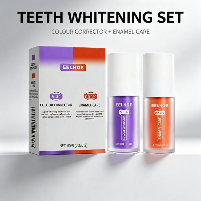 V34 Purple Teeth Whitening Toothpaste & Kit – Remove Plaque & Stains, Deep Cleaning Oral Care for Fresh Breath Home Care Set