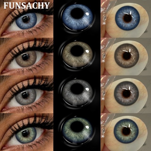 FUNSACHY 2pcs Natural Makeup Contact Lenses Beauty Pupils Colored Contact Lenses for Eyes Grey Blue Eye Korean Lens Women Yearly