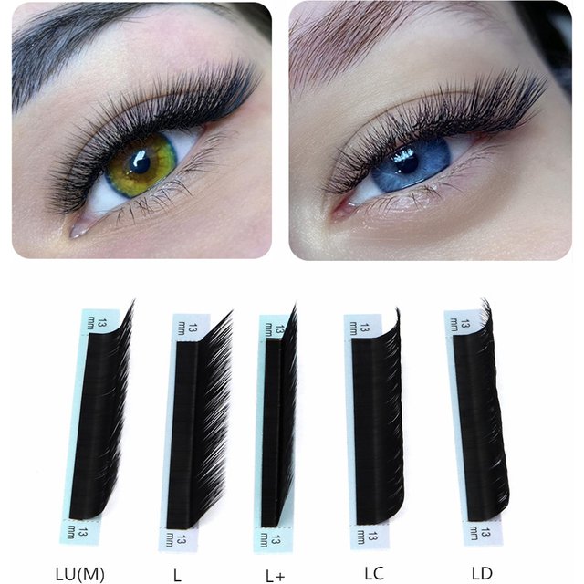 AGUUD L/L+/LC/LD/LU(M)/N Curl 12 Rows False Eyelash Extensions Mink Matte Black Material 8-15mm Mixed Tray L Curl Makeup Lashes