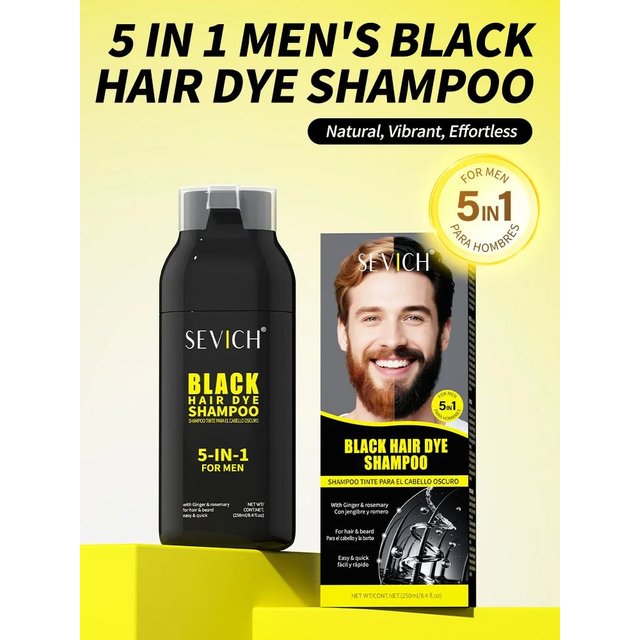 250ml Natural Black Hair Dye Shampoo for men Instant Gray To Black Ginger Hair Dye Repair White Hair Care Black Beard Shampoo