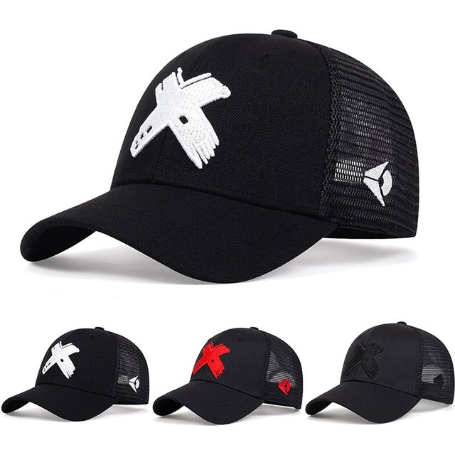 Unisex X Letter Embroidery Baseball Net Caps Spring and Summer Outdoor Adjustable Casual Hats Sunscreen Hat