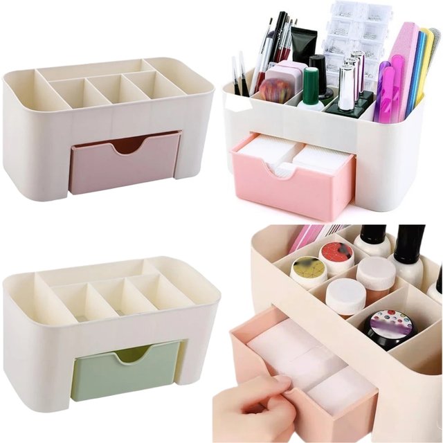 YIKOOLIN Nail Art Organizer Desktop Drawer Cosmetic Storage Box Makeup Brush Organizer Box Jewelry Lipstick Mask Compartment