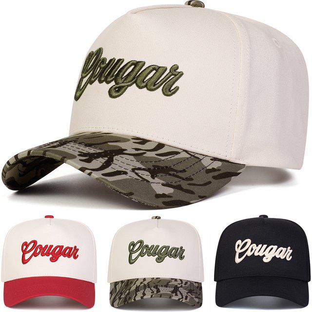 Unisex COUGAR Letter Embroidery Baseball Caps Spring Autumn Outdoor Adjustable Casual Hats Sunscreen Hat Sports Cap