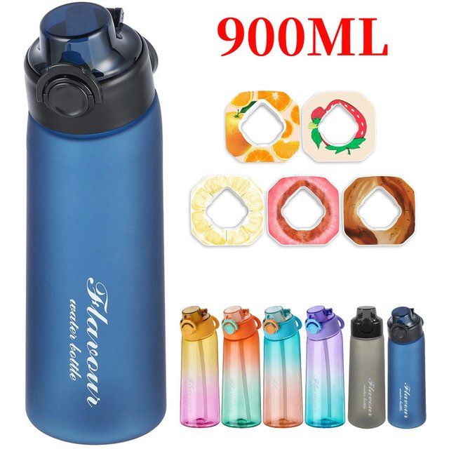 Bouteille d'eau aromatisée pour sports de plein air, 5 gobelets de parfum de fruits, fitness, 900ml