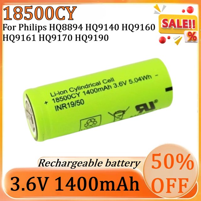 New 18500CY 3.6V 1400mAh Li-Ion Battery for Philips HQ8894 HQ9140 HQ9160 HQ9161 HQ9170 HQ9190 Electric Shaver Battery