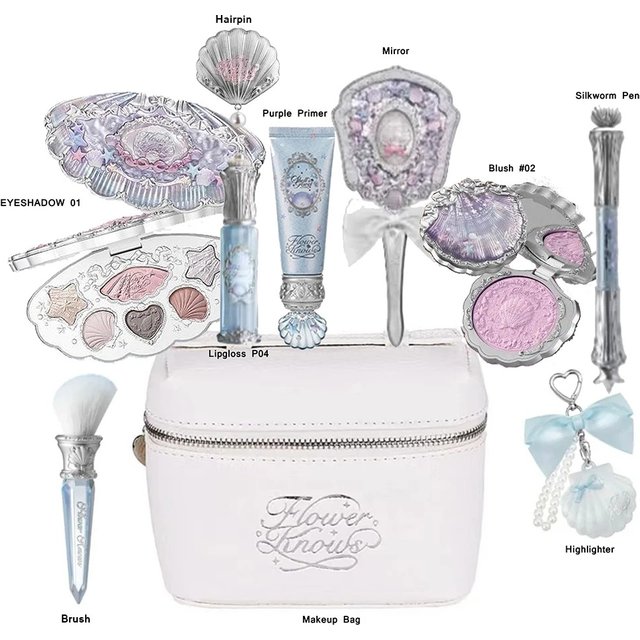 Makeup Set Flower Knows Shell Pearl Bunny Garden Setting Powder Lip Gloss Blush All In One Baking Powder Glitter Highlighter Kit