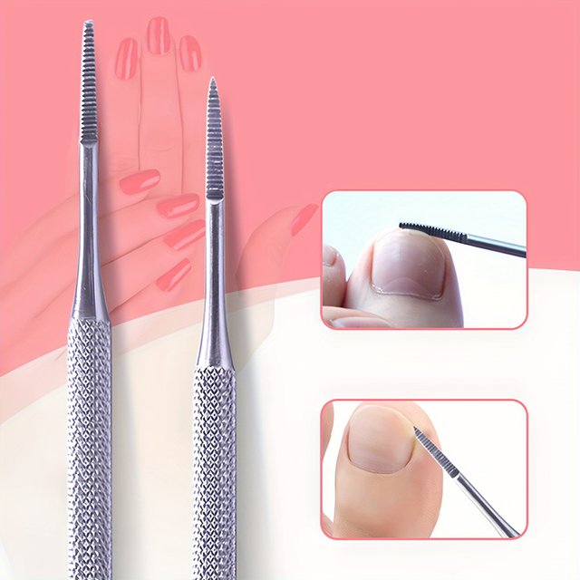 Stainless Steel Nail File and Cleaner Set – Dual-Ended Toe Nail Lifter, Foot Care Tool, Cuticle Pusher – Unscented – Pedicure Th
