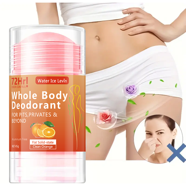 Full-Body Deodorant Stick, 45g - Aluminum-Free, Long-Lasting Freshness, Gentle Moisturizing with Orange Extract, Suitable for Both Men and Women, Portable for Daily Use and Travel