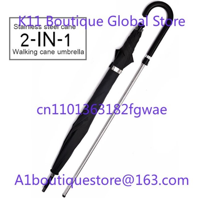 Simple Self-defense Umbrella Creative Long Handle Straight Pole Sunny Rain Black Plastic Sunshade Sunscreen Can Be Pulled Out