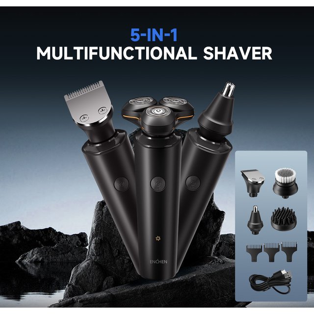 ENCHEN X8S-C Electric Shaver With 4 Replacement Heads Multi-Purpose Waterproof Type-C Rechargeable Portable Men Beard Trimmer