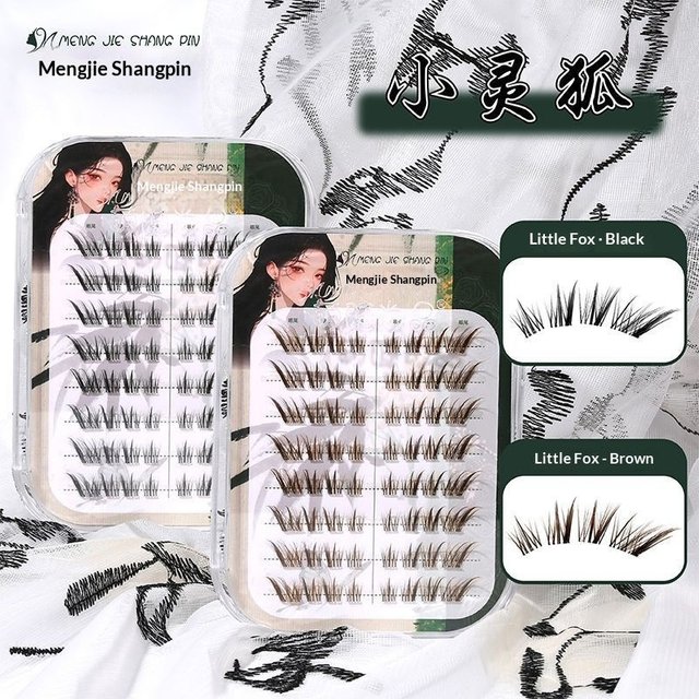 No Glue Little Fox Eyelashes Self-Adhesive Wispy False Lashes Natural Volume Eye Makeup Chinese Style Black Brown 10-14mm