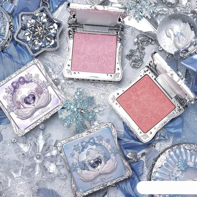 Flower Knows Snow Ballet Velvet Air Blush Silky Weightless Powder,Pore-Blurring & Skin-Adhering,Blusher Buildable Natural Flush