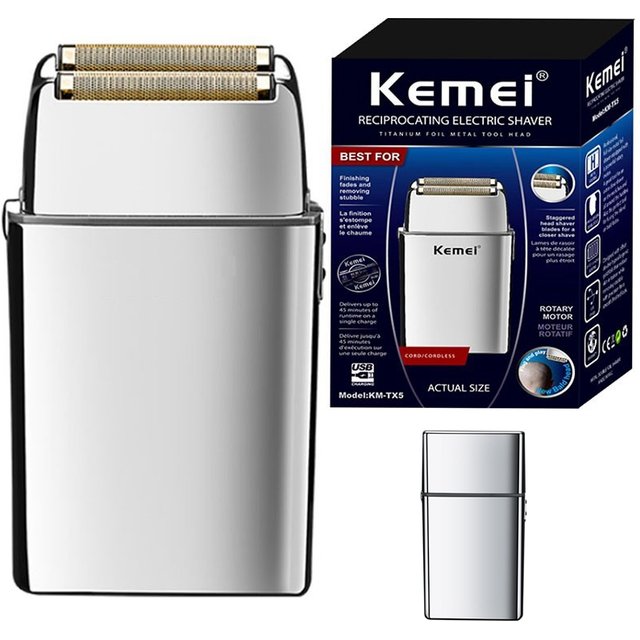 Kemei Tx5 Pro Metal Housing Barber Shop Hair Electric Shaver for men Beard Bald Head Shaving Machine Rechargeable Electric Razor