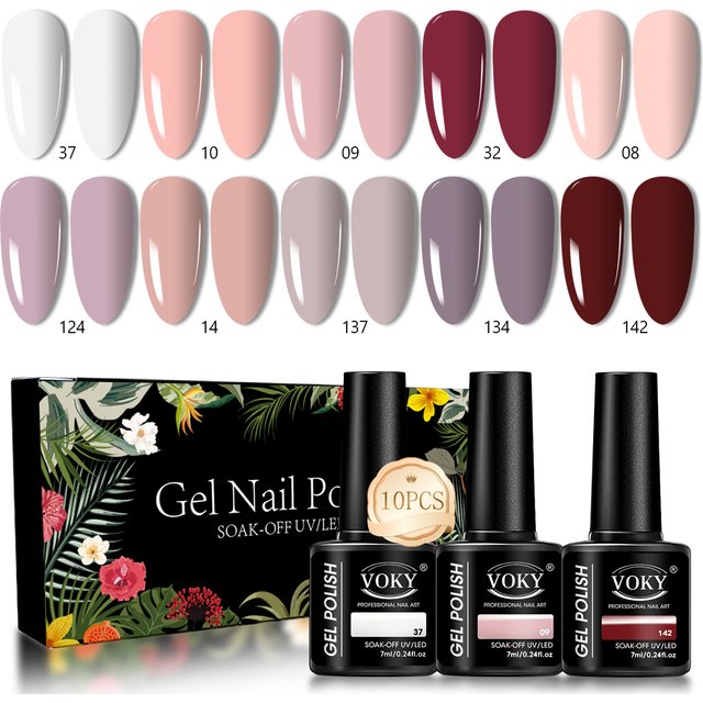10-teiliges Gel-Nagellack-Set - Hypoallergen / LED-härtend, ablösbar - DIY-Maniküre & Gel-Lack