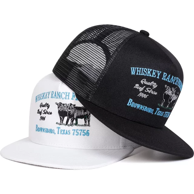 Unisex WHISKEY RANCH FEEDERS Embroidery Hip-hop Net Hats Spring Summer Outdoor Adjustable Casual Baseball Caps Sunscreen Hat Cap