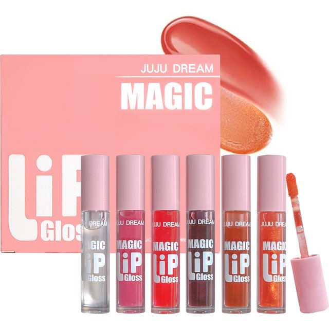 6 pcs Fine Sparkling Lip Gloss Set - Easy to Color, Non-Stick, Non-Fading, Moisturizing & Shiny Lip Gloss Set, a Gift for Ladies