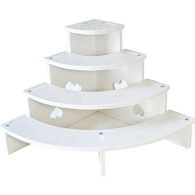4 Tier Curved White Display Stand Rack Mini Figure Organizer Shelf For Dolls Cosmetic Desktop Decor Storage