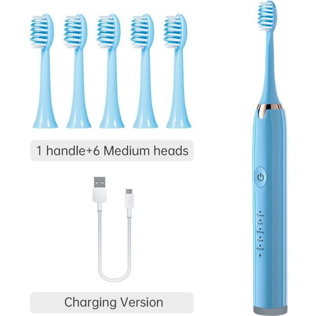 Tongwode Electric Sonic Toothbrush USB Rechargeable Waterproof Electronic Ultrasonic Whitening Tooth Brushes Replacement Heads