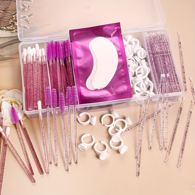 130 pcs Set Glue Tweezer Organizer Makeup With Cover Rectangle Vertical 5 Grid Eyelash Extension Tool Storage Box Holder Makeup