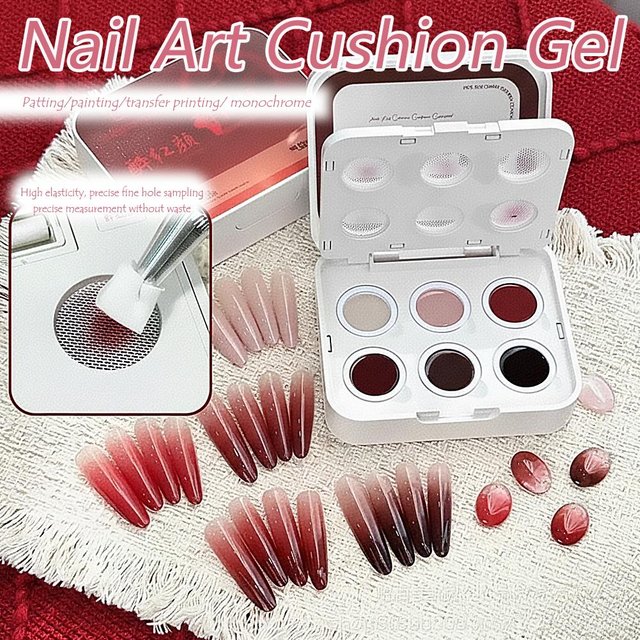 6 Colors Pink Pat Painting Gel Nail Polish With Air Cushion Gradient Matte Texture Nail Patting Glue UV LED Nail Varnish