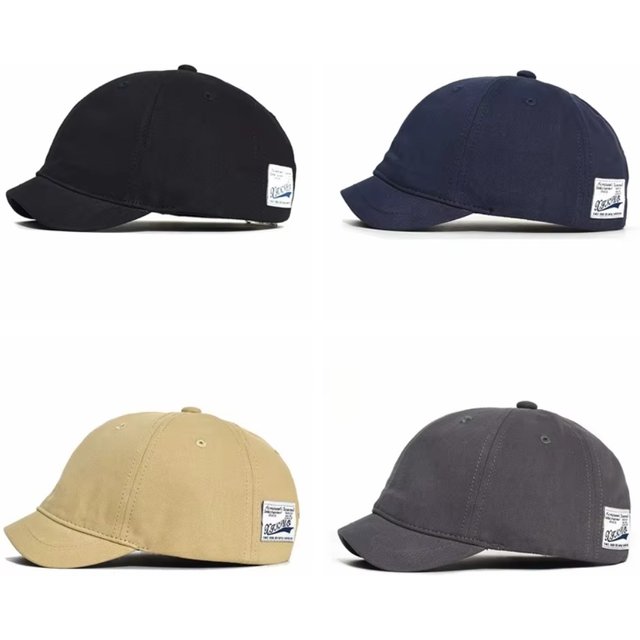 Vintage Short Brim Baseball Cap Cotton Adjustable Sunscreen Hat Fastener Tape Nylon Low Profile Caps Men Women