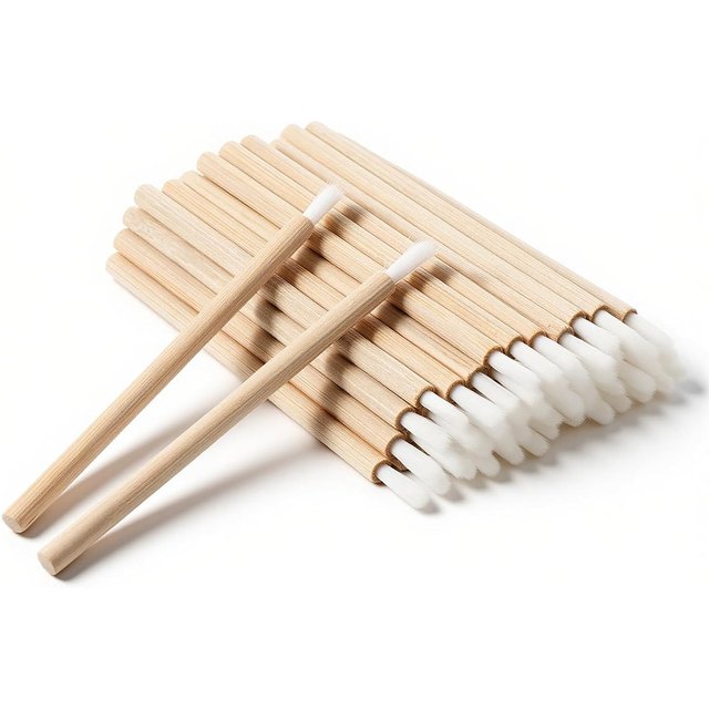 50Pcs Disposable Mini Paint Brushes DIY Cookie Paint Brushes Bamboo Handle Soft Nylon Bristles Detail Nail Polish Lip Pen Tool