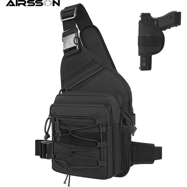 Sac étui pour pistolet d'extérieur, pochette de transport dissimulée pour pistolet, sac à bandoulière pour pistolet EDC, sac de poitrine, sac à bandoulière de sport