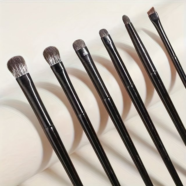 6Pcs Vegan Professional Eye Brush Set, Soft Blending & Cut Crease Brushes, Precision Eyeliner Shadow Tool with Travel Pouch