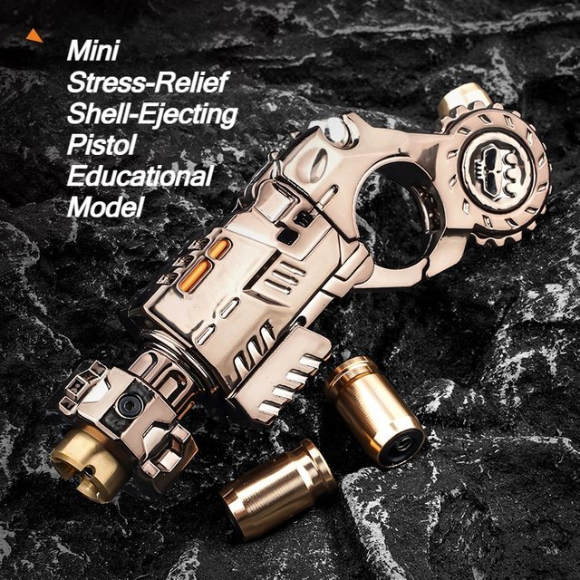 Pistolet en alliage métallique à éjection de douilles, jouet anti-stress, gadget de tir de bureau EDC, toupie sensorielle pour les doigts, jouet sensoriel anti-stress
