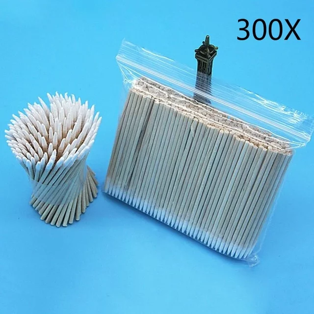 300pcs Cotton Buds Swabs 7cm Long Wooden Handle Tattoo Makeup Microblade Swab Sticks